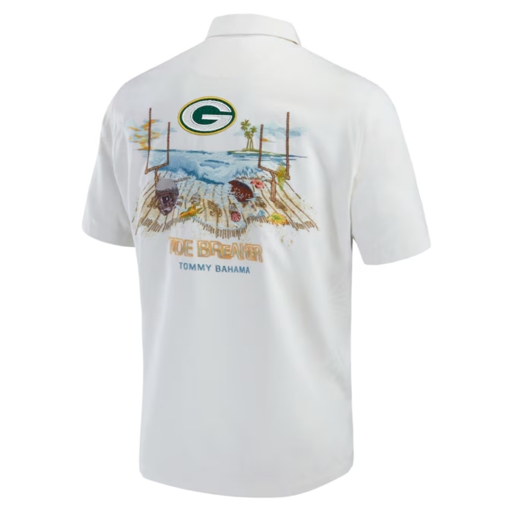 Tommy Bahama Men's White Green‎ Bay Packers Tide Breaker IslandZone Camp...